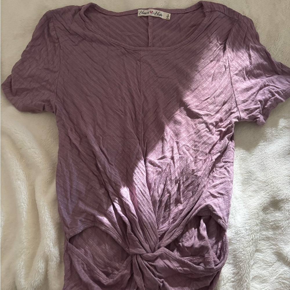 Heart Hips Purple Short Sleeve Ribbed T-Shirt